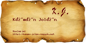 Kámán Jolán névjegykártya